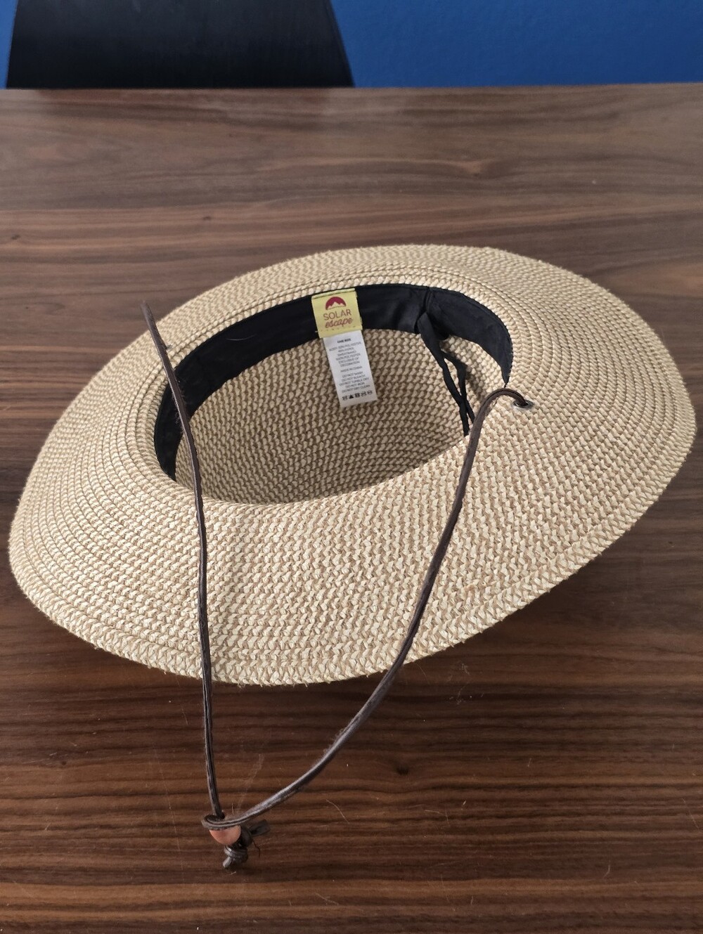 Packable Natural Straw Sun Hat with Dark Trim - Picture 9 of 10